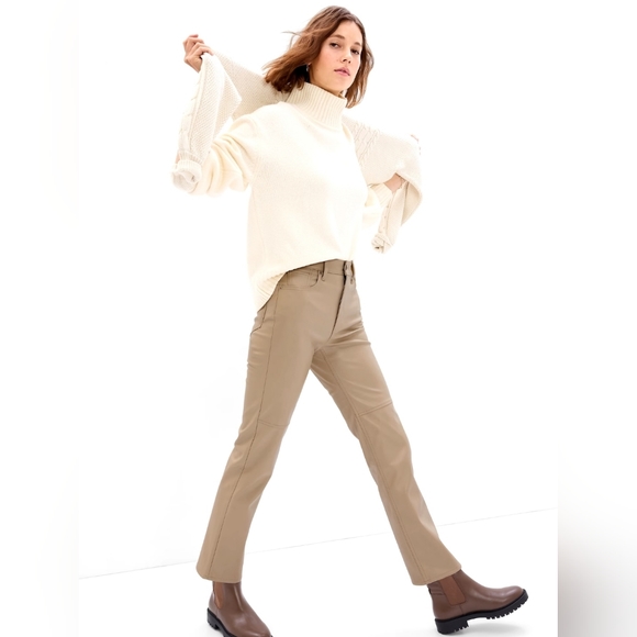 High Rise Faux-Leather Cheeky Straight Pants - Picture 1 of 9